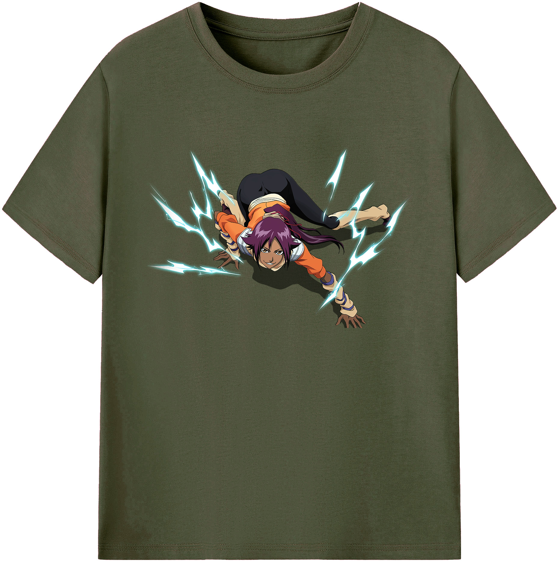 （画像用） ブリーチ 四楓院 夜一（しほういん よるいち） BLEACH Shihouin Yoruichi 綿100％ メンズ半袖Tシャツ｜肌触りやわらか＆通気性